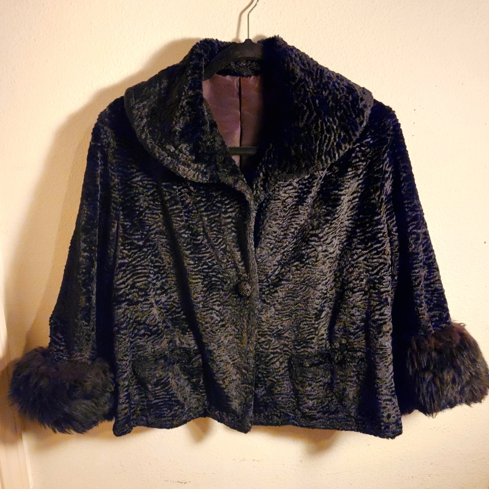 Vintage Faux Persian Lam Cropped Coat